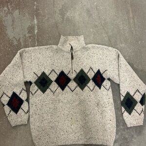 Vintage no excess alpine Men's Gray Argyle Sweater wool blend